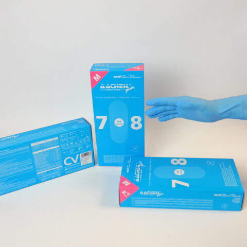 EXTRA LONG NITRILE GLOVE BLUE AACHENPLUS