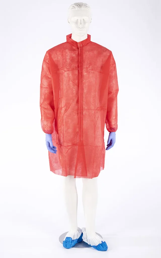 Non-woven visitor coat with mao collar