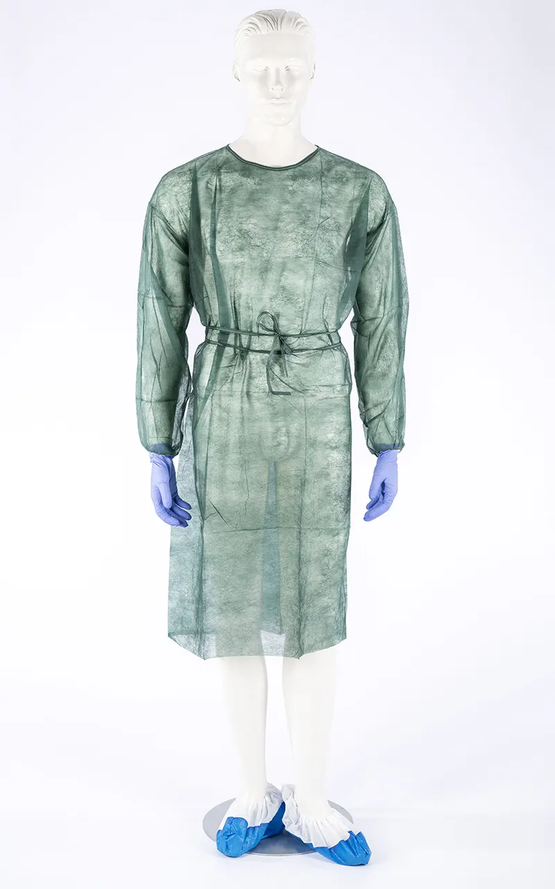 Dark green isolation gown