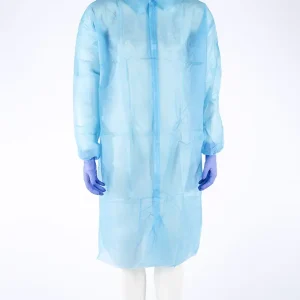 Non-woven visitor coat with shirt collar