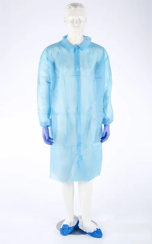 Non-woven visitor coat with shirt collar
