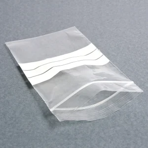 Zipper bags with writing strips
