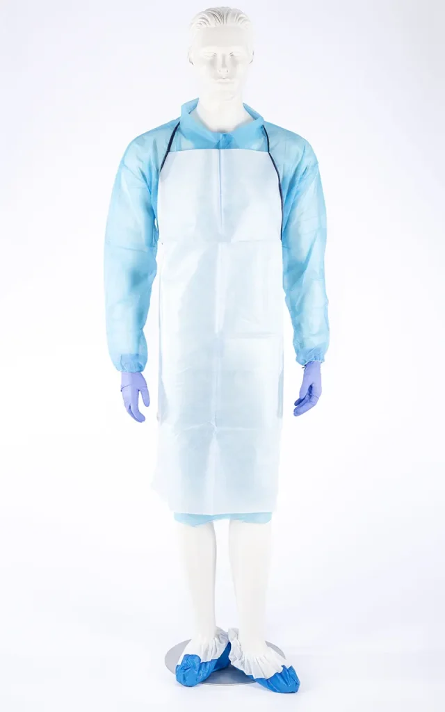 Plastic-coated disposable apron