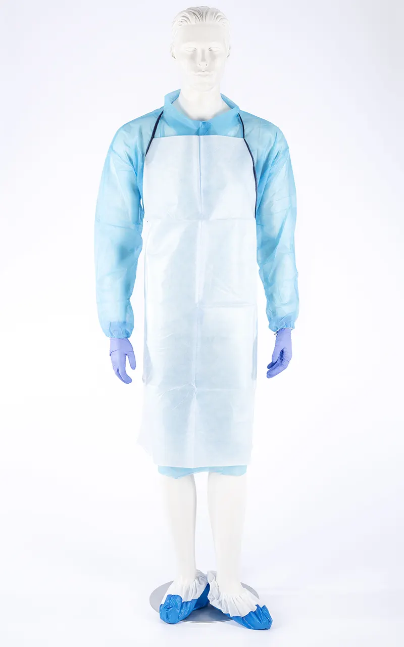 Plastic-coated disposable apron