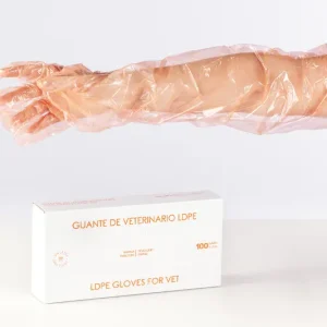 Guante de PE extra largo naranja traslúcido